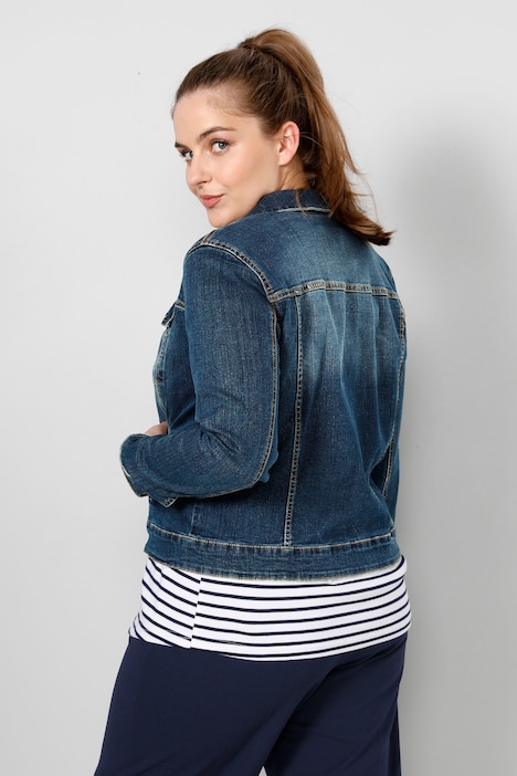Jeansjacke, Hemdkragen, Knopfleiste, langer Arm