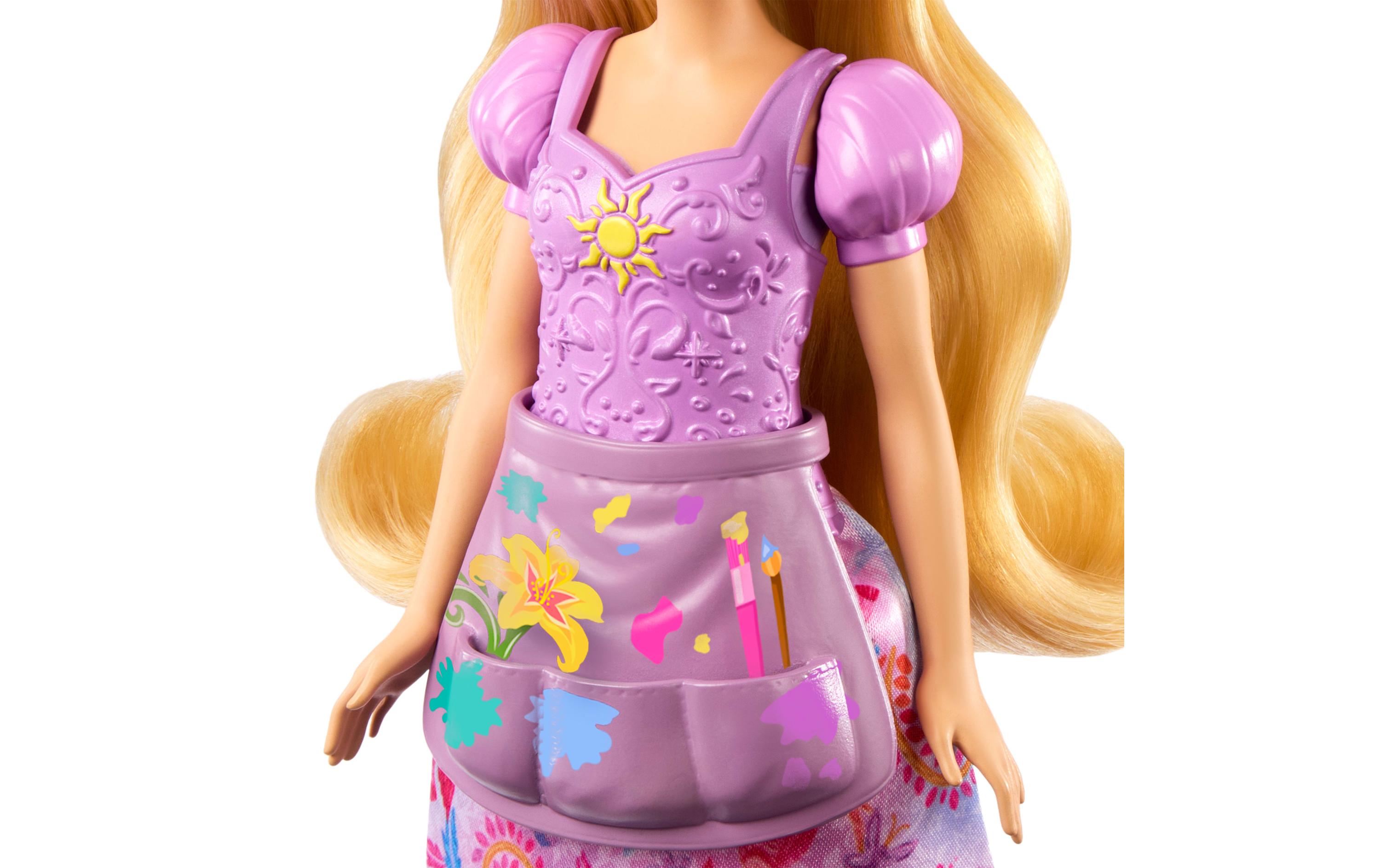 Spielset 2-in-1-Geschichten Rapunzel-ModepuppePuppe mit 2 Oberteilen zum Anklipsen, 2 Röcken und 9 Accessoires