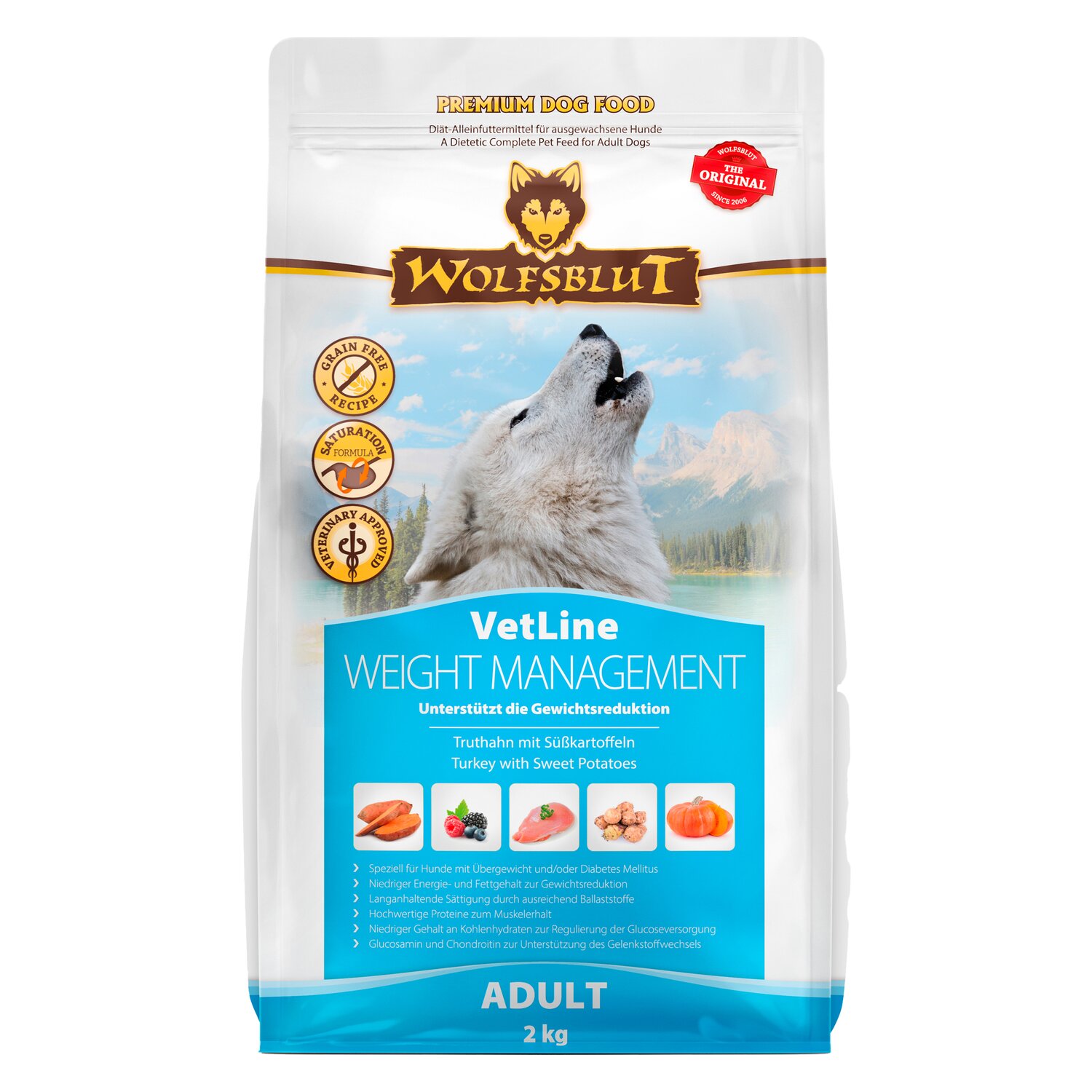 WOLFSBLUT Trockenfutter Weight Management  - 2 kg - Truthahn & Süßkartoffel