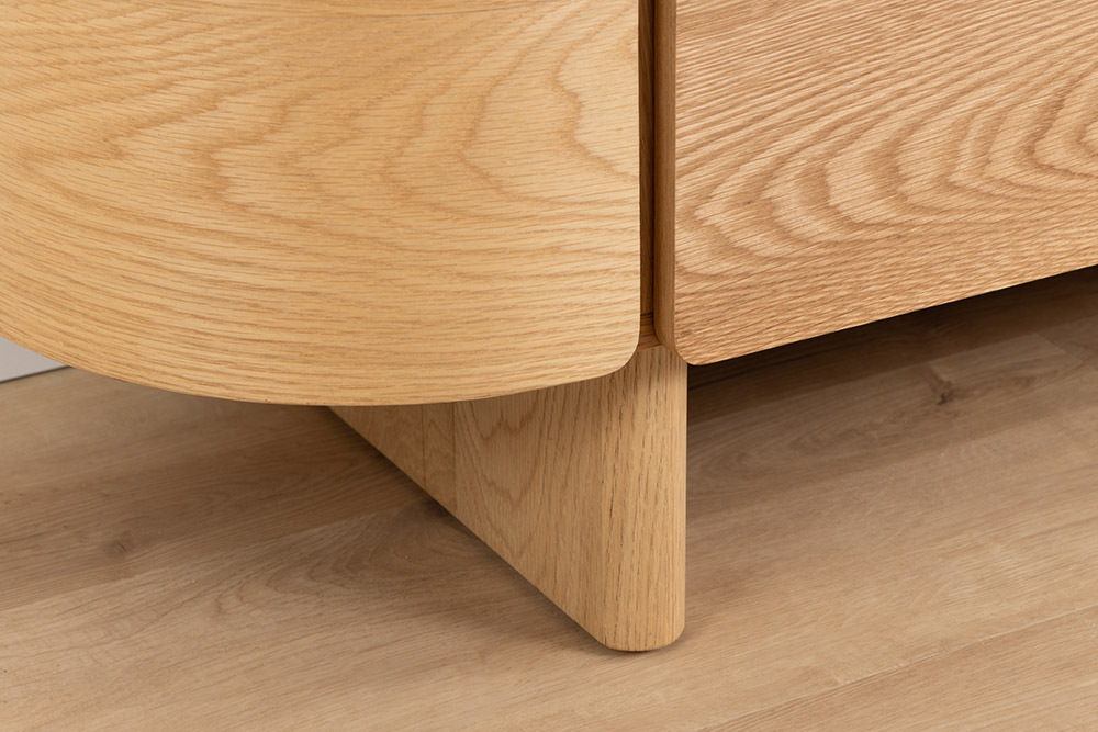 Modernes TV-Board OAK GRAIN 200cm natur Eichenholz zwei Fächer mit Schubladen
