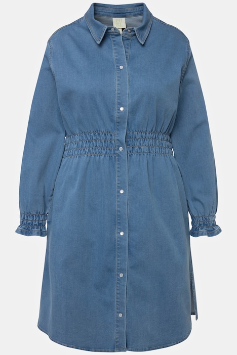 Long-Jeansjacke, tailliert, Hemdkragen, Biobaumwolle