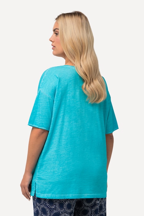 T-Shirt, cold dyed, Oversized, V-Ausschnitt, Halbarm