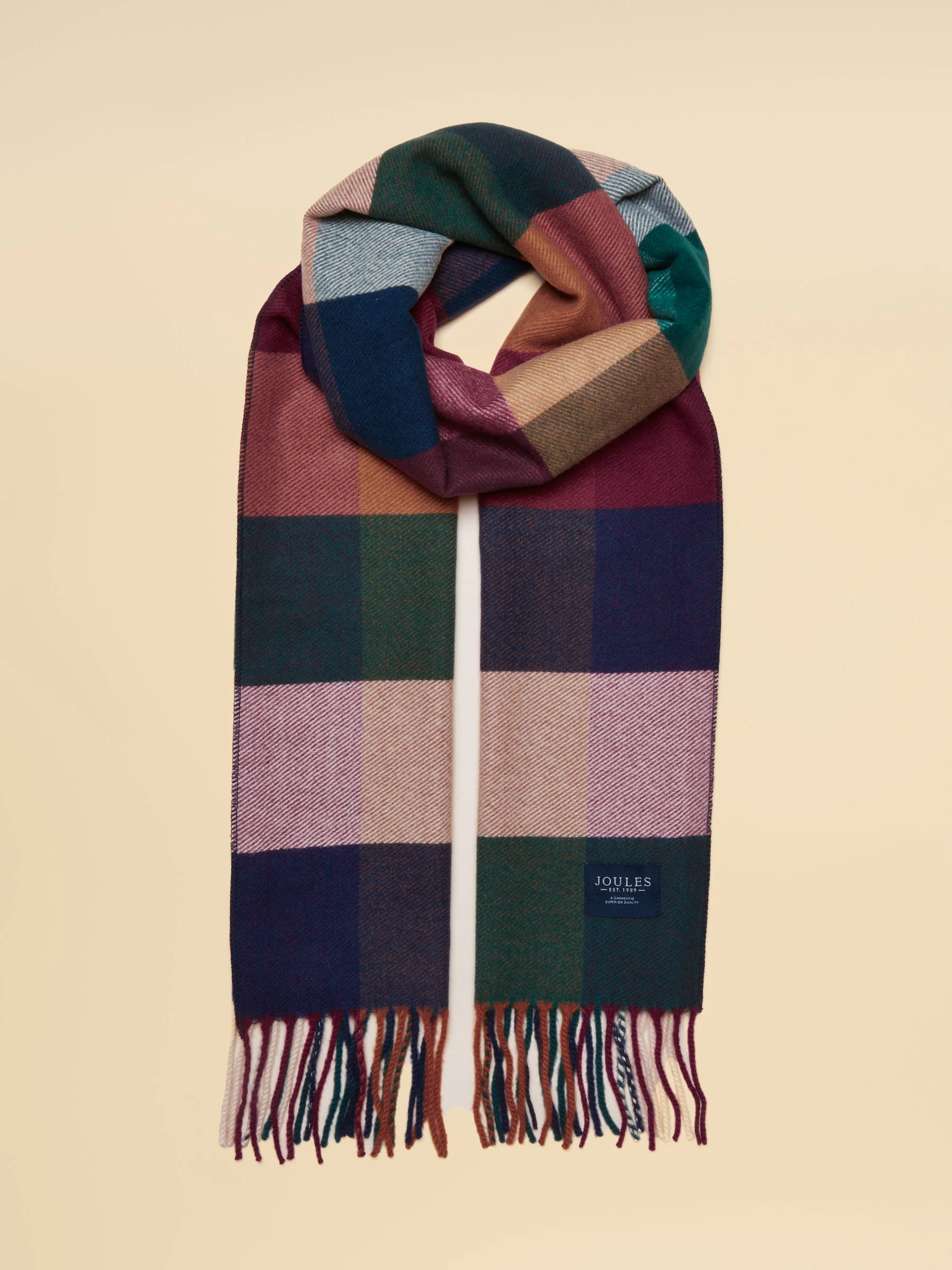 Blauwgroen - Joules Langtree Check Scarf