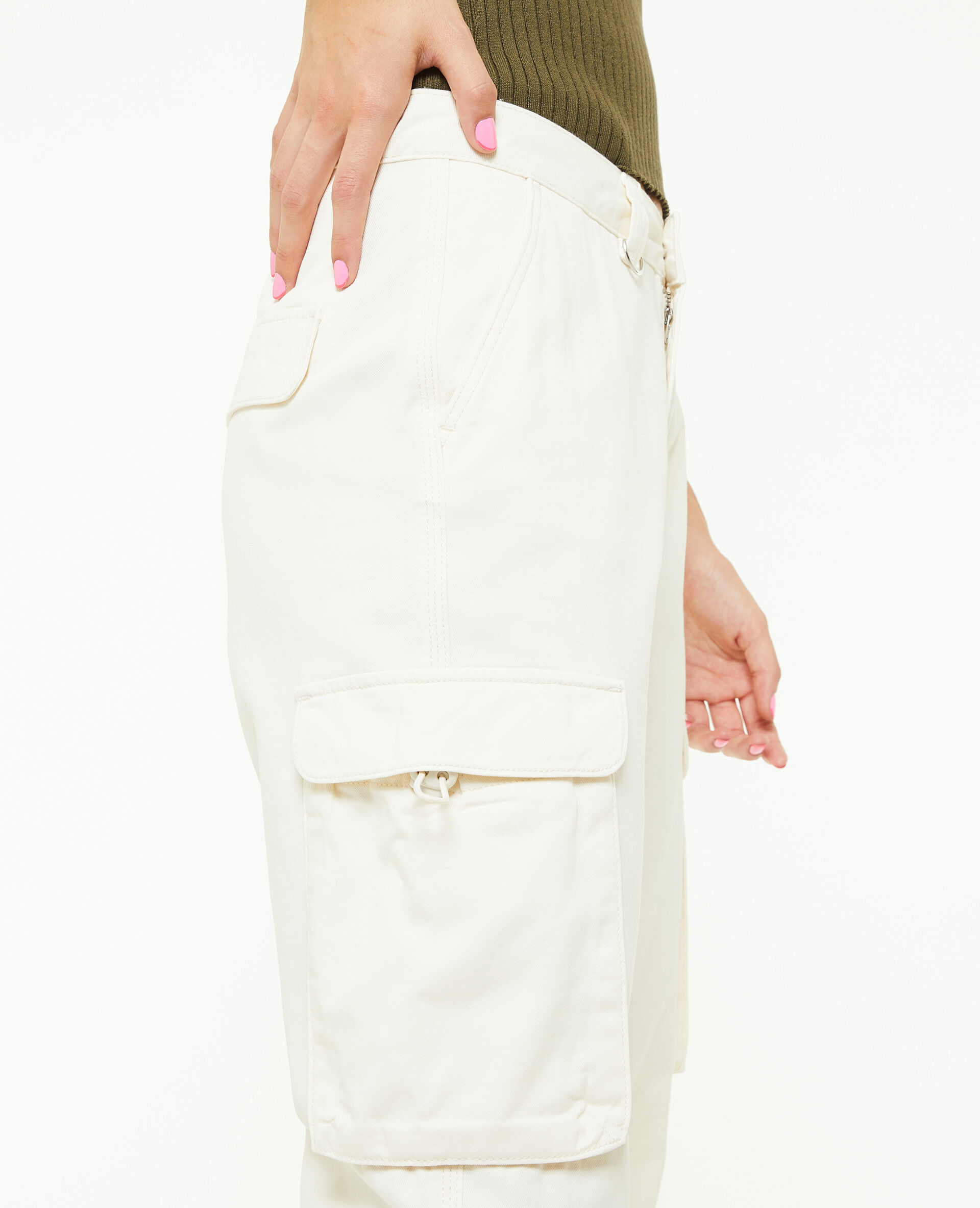 Pantalon cargo taille basse - Beige