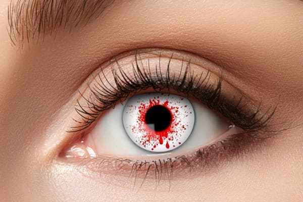 Party-linser hvite røde 3 mnd fargede linser halloween kule crazy skumle