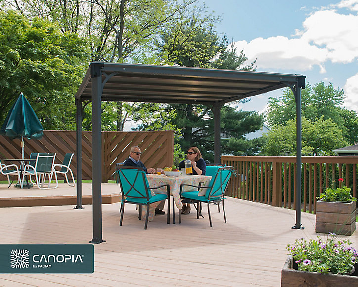 Tonnelle aluminium et toit polycarbonate Canopia by Palram Milano 3 x 3 m