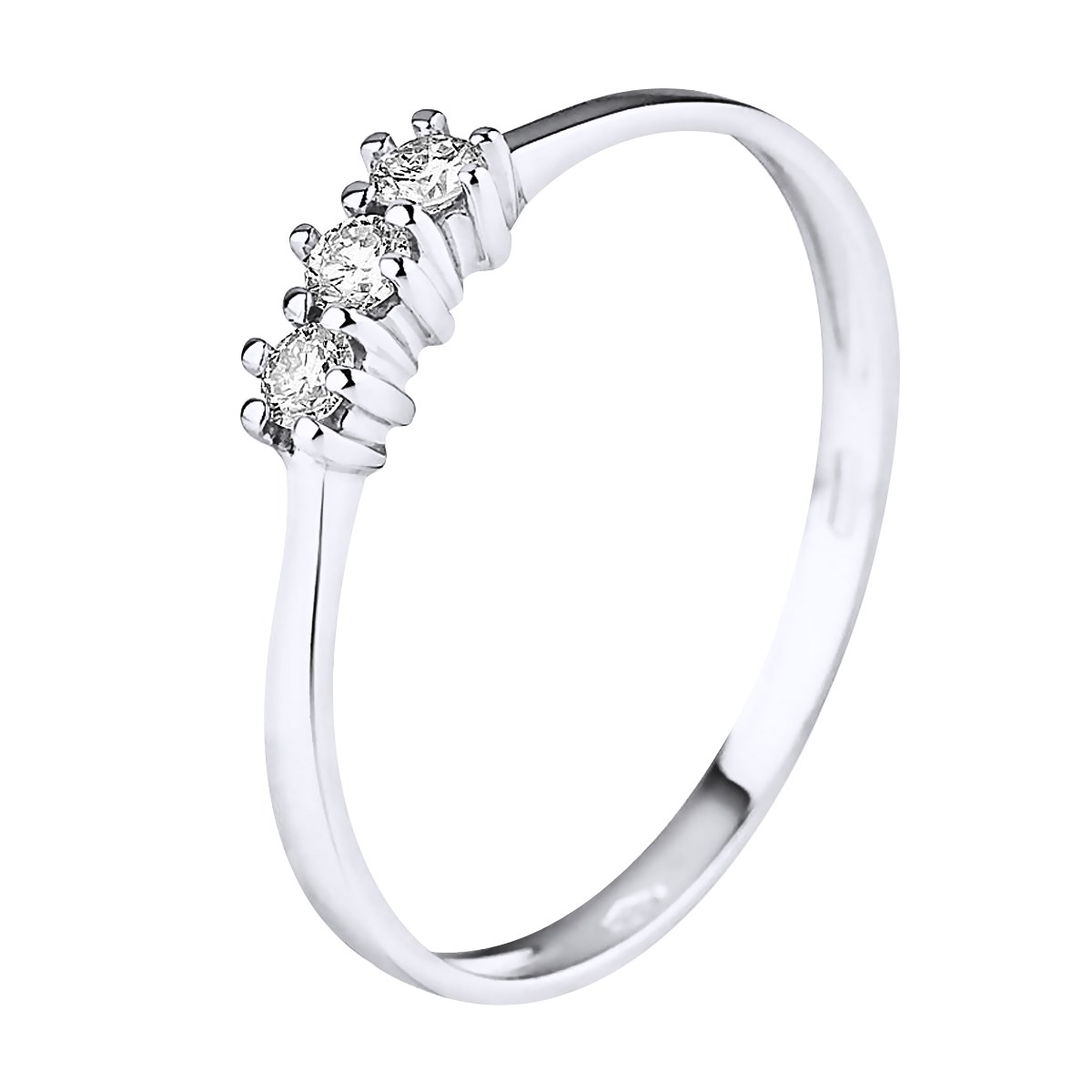 Bague TRILOGIE Diamants 0,15 Cts Serti Griffes Or Blanc 18 Carats