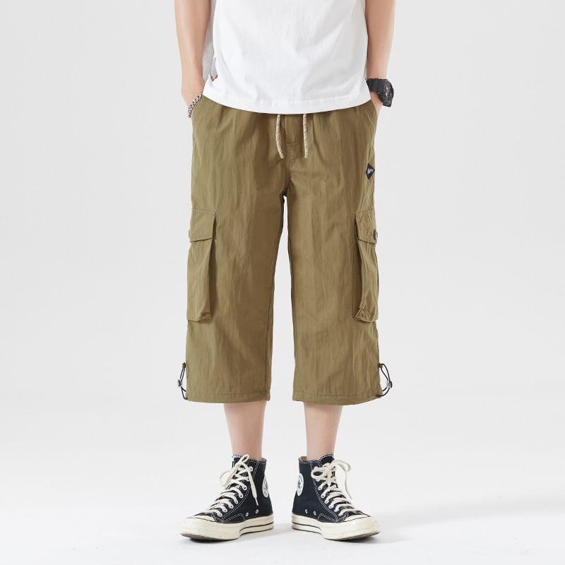 Nataro - Mid Rise Plain Cargo Shorts