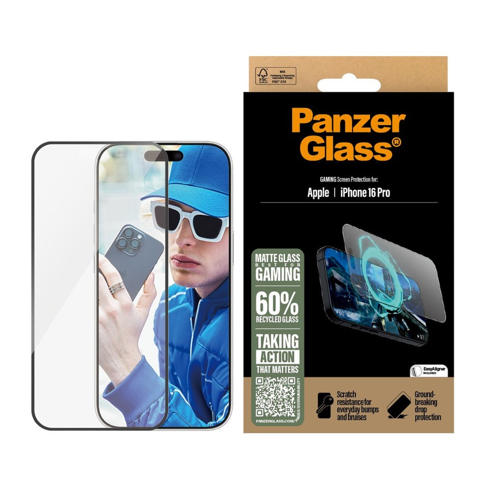 PanzerGlass - Gaming Skærmbeskyttelse - iPhone 16 Pro - Ultra Wide Fit