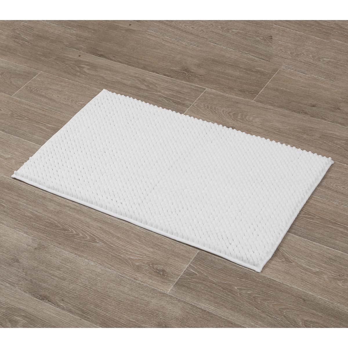 TAPIS MICROFIBRE BOULES 50X80CM BLANC