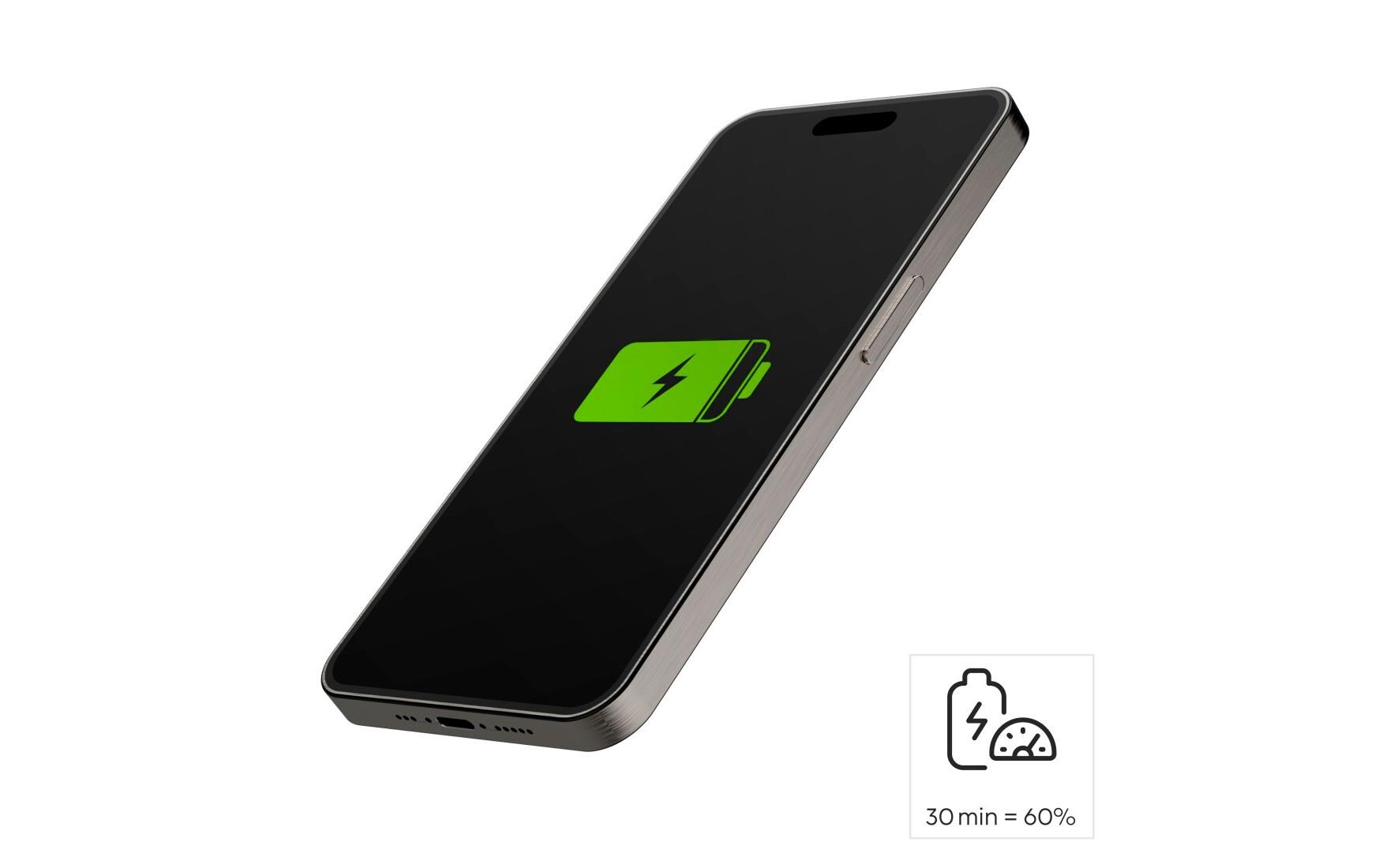 USB-Wandladegerät Gan charger USB-A USB-C 45 W WeissSchnellladegerät mit 1x USB-C und 1x USB-A