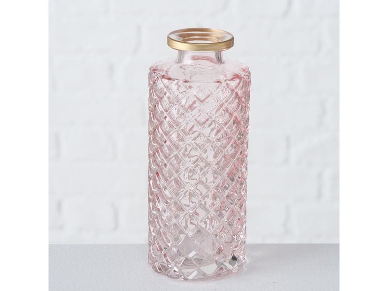 Boltze Vase Adore 1 Stück, 13 cm, Gold/Hellrosa/Transparent Vasen aus Glas