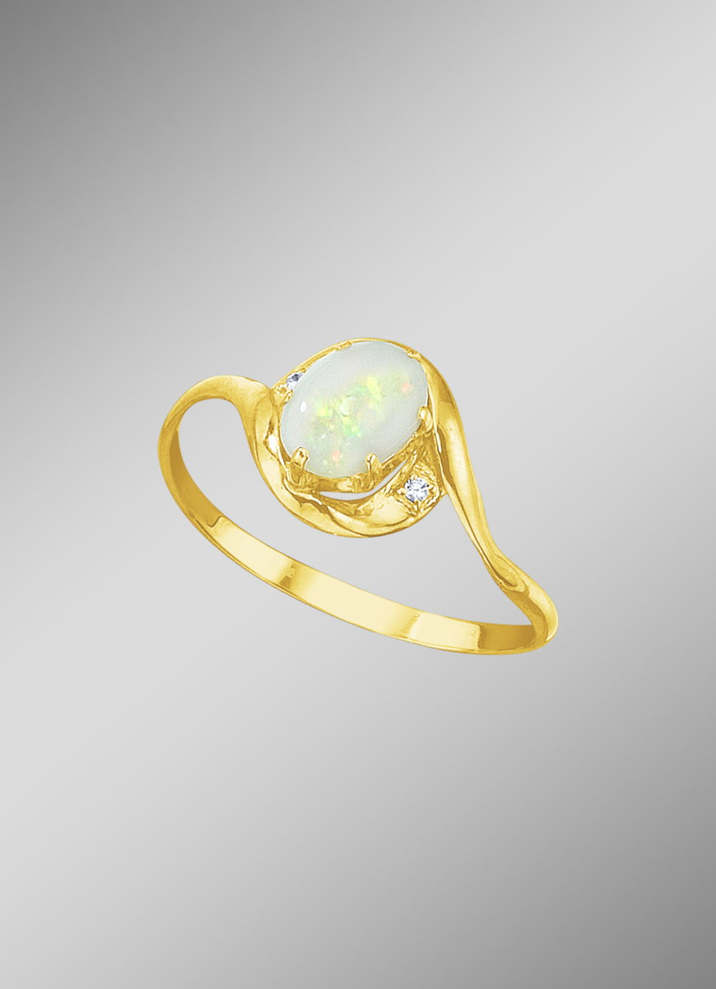 Damenring mit echt Opal und synth. Zirkonia