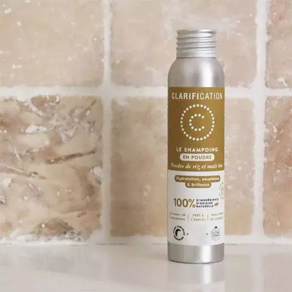 Shampoo em pó natural clarificante com arroz orgânico e ácido hialurônico 40g