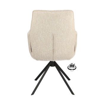 Eetkamerstoel Onne Lia beige jacquard stof met armleuning
