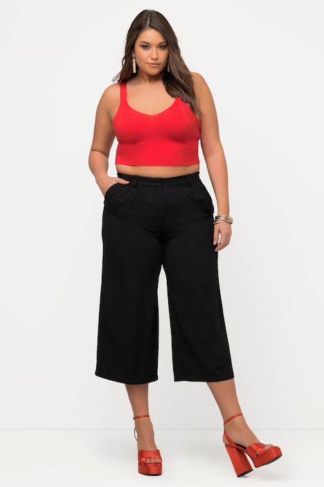 Strick-Bustier, Rippstrick, V-Ausschnitt, breite Träger