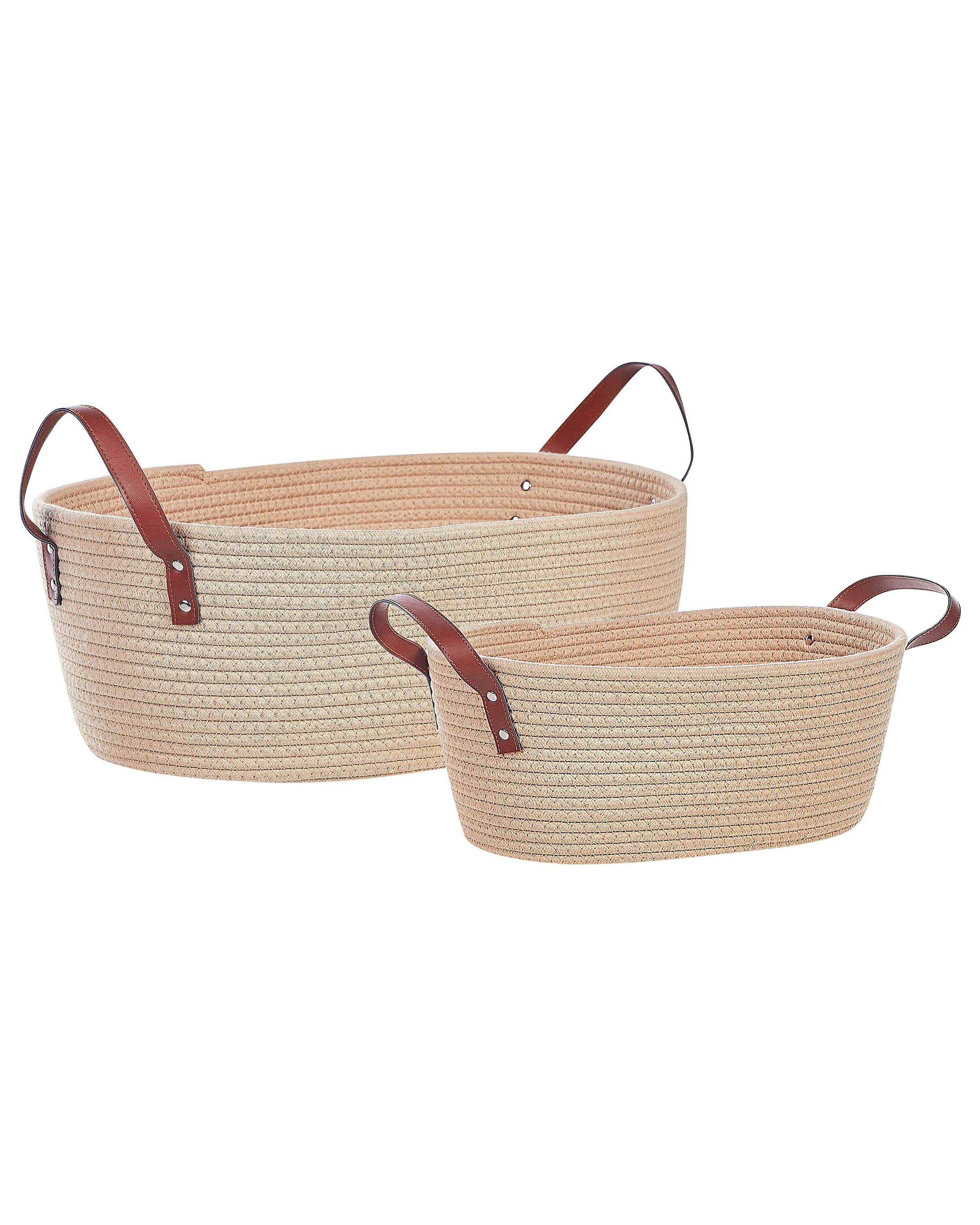 Set van 2 manden GISSAR Katoen Lichtbeige