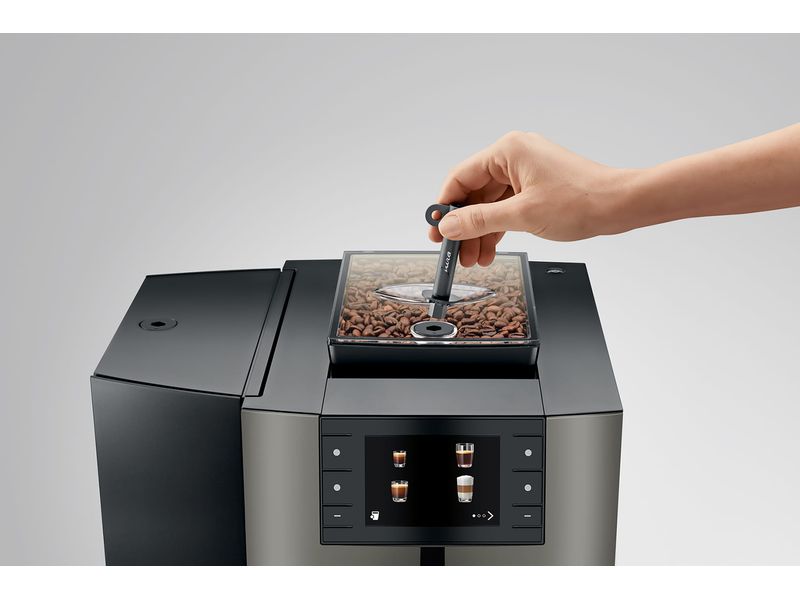 JURA Kaffeevollautomat X10 Dark Inox (SA) Kompakter Kaffeevollautomat mit 35 Kaffeespezialitäten und One-Touch-Lungo-Funktion
