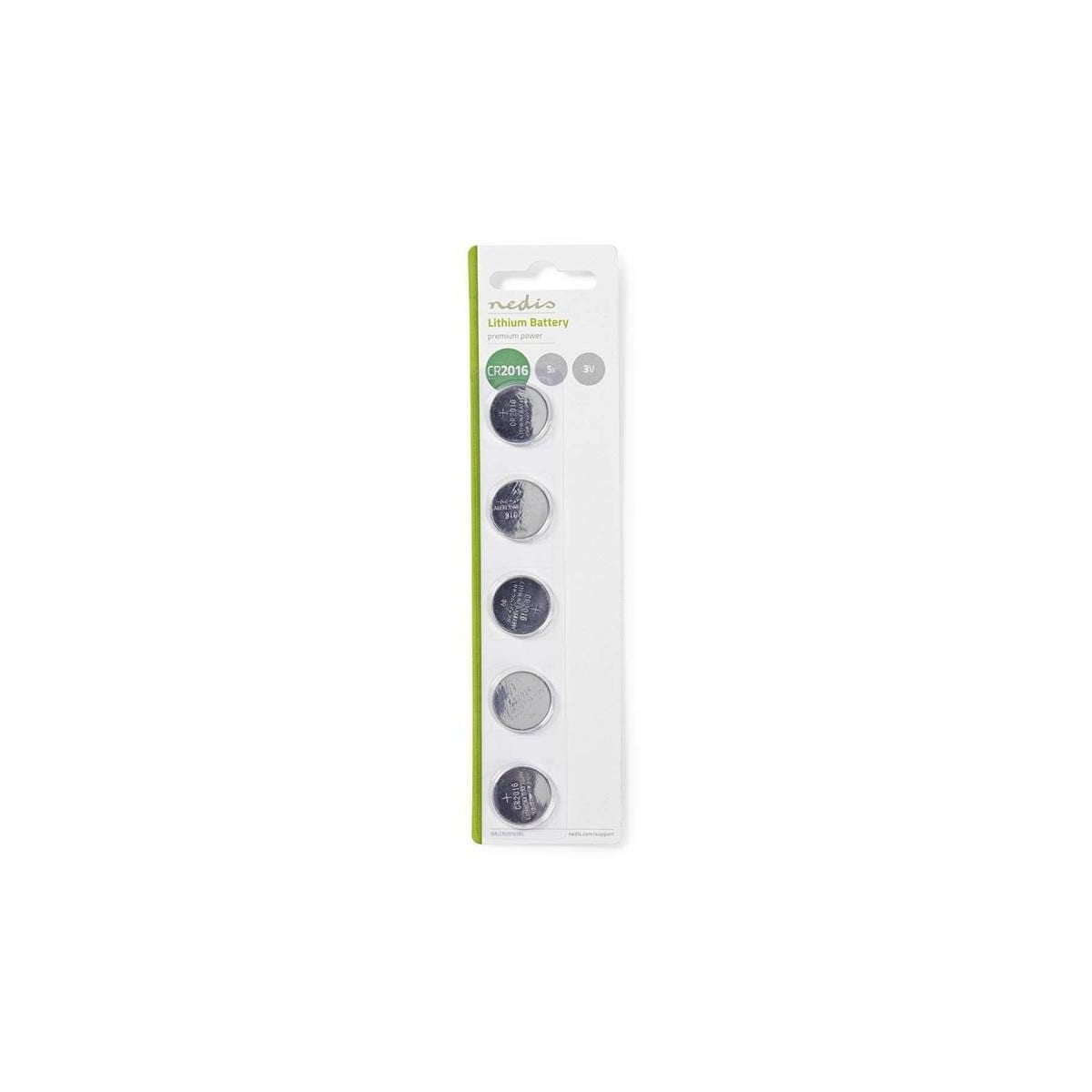 Nedis Lithium knappecellebatteri CR2016 | 3 V DC | 5-Blister | Sølv