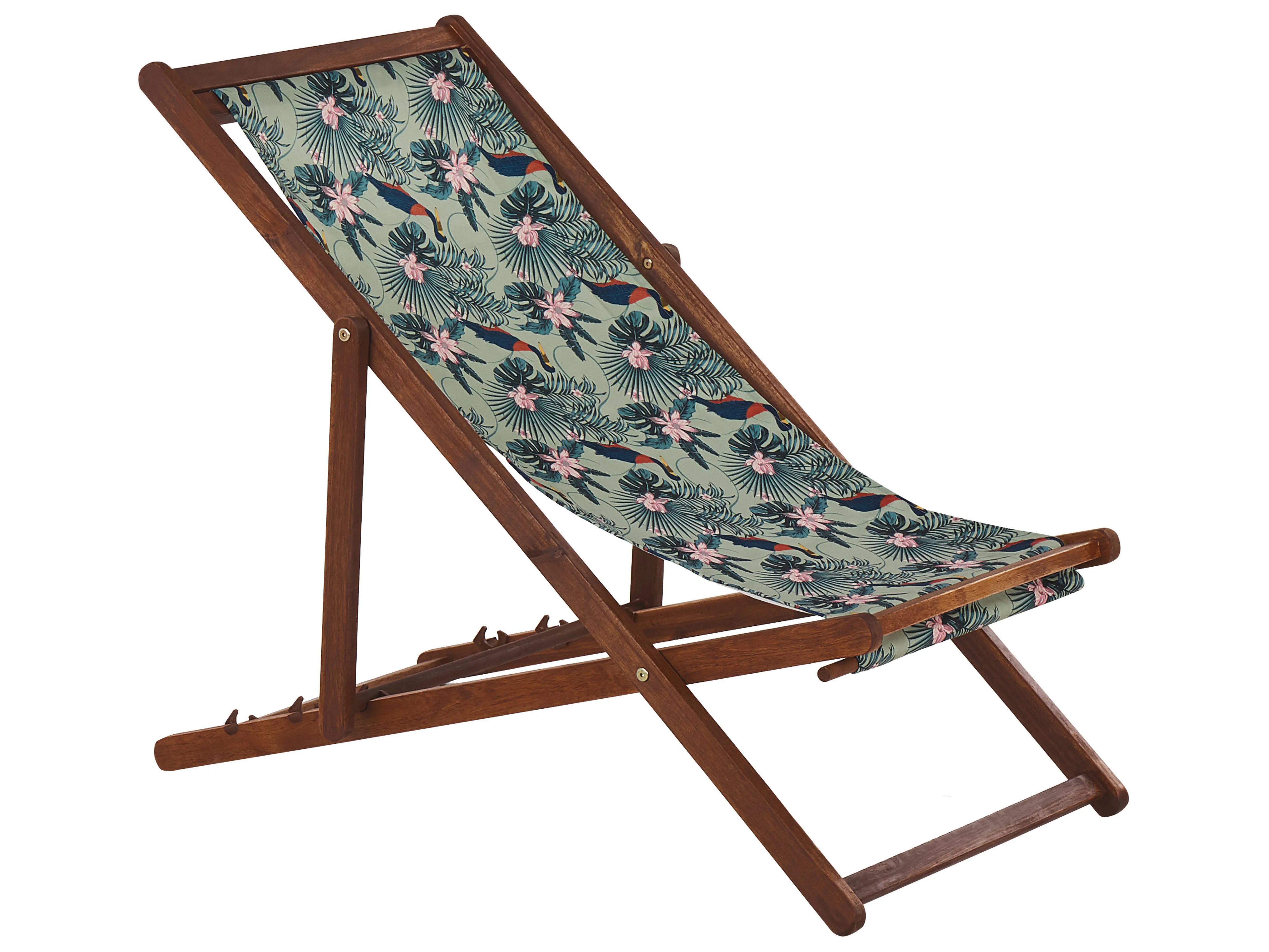 Set van 2 inklapbare ligstoelen ANZIO met vervangingshoezen Dieren motief Acaciahout Donkerbruin