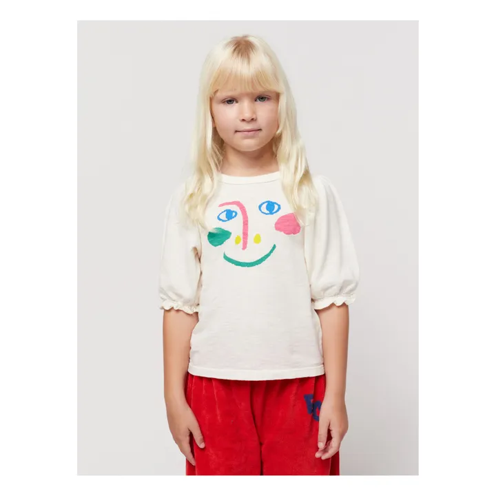 Bobo Choses T-Shirt Manches Ballon Coton Bio Visage | Ecru