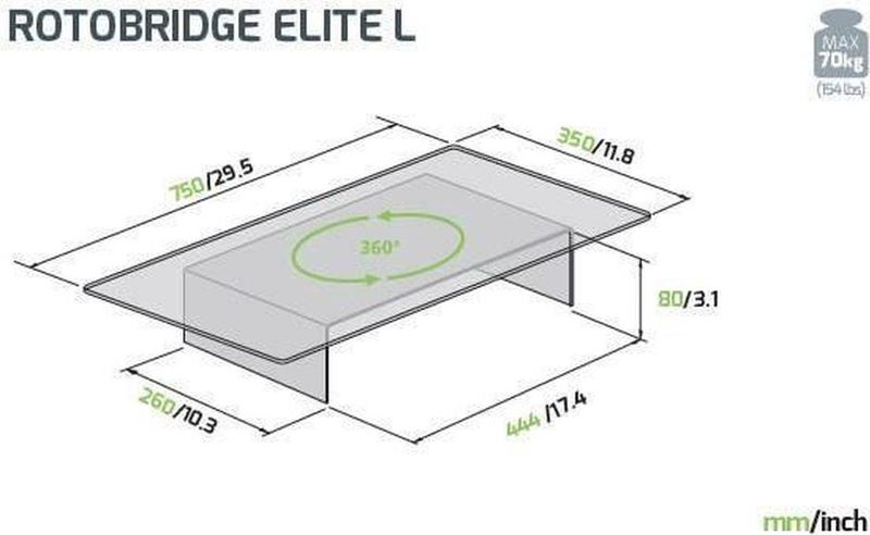 Meliconi - Rotobridge Elite L - Tafelblad - Zwart - Rechthoekig - Draaibaar