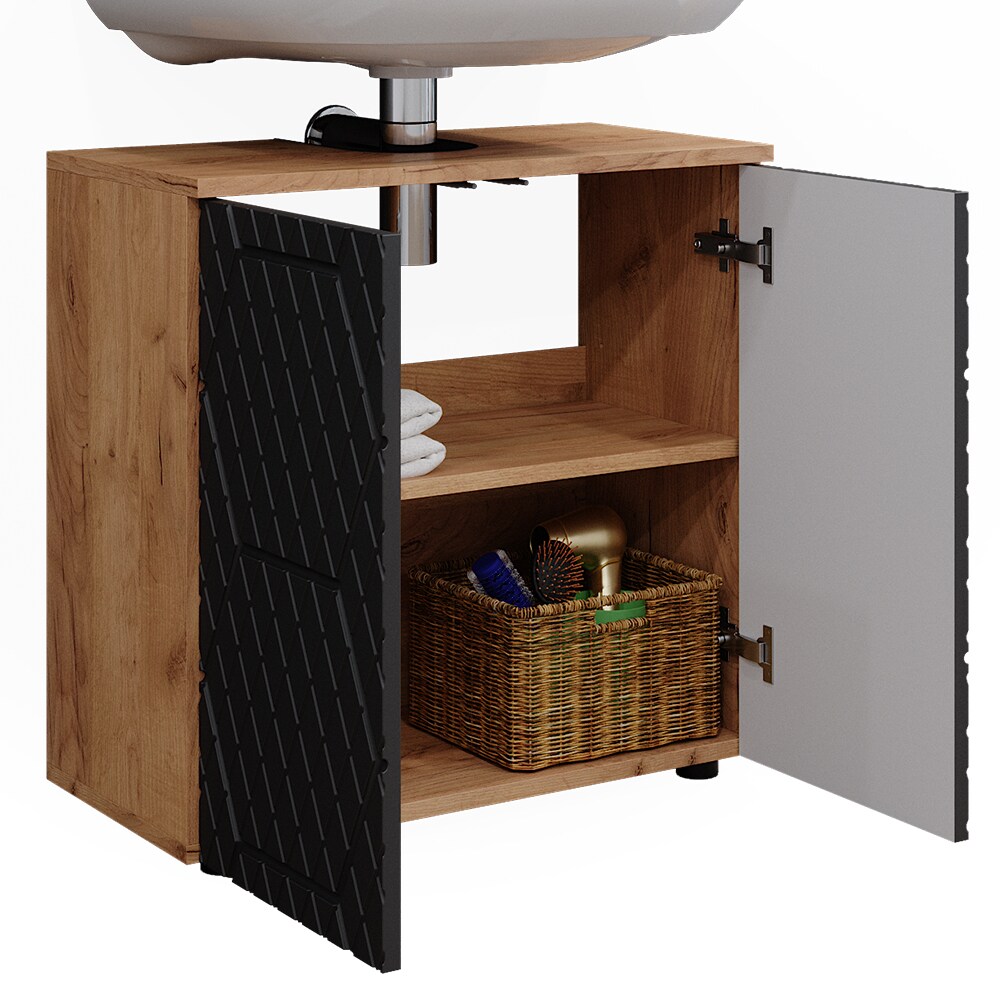 Vicco Waschbeckenunterschrank Irma Eiche Anthrazit 60 x 59 cm Badezimmer