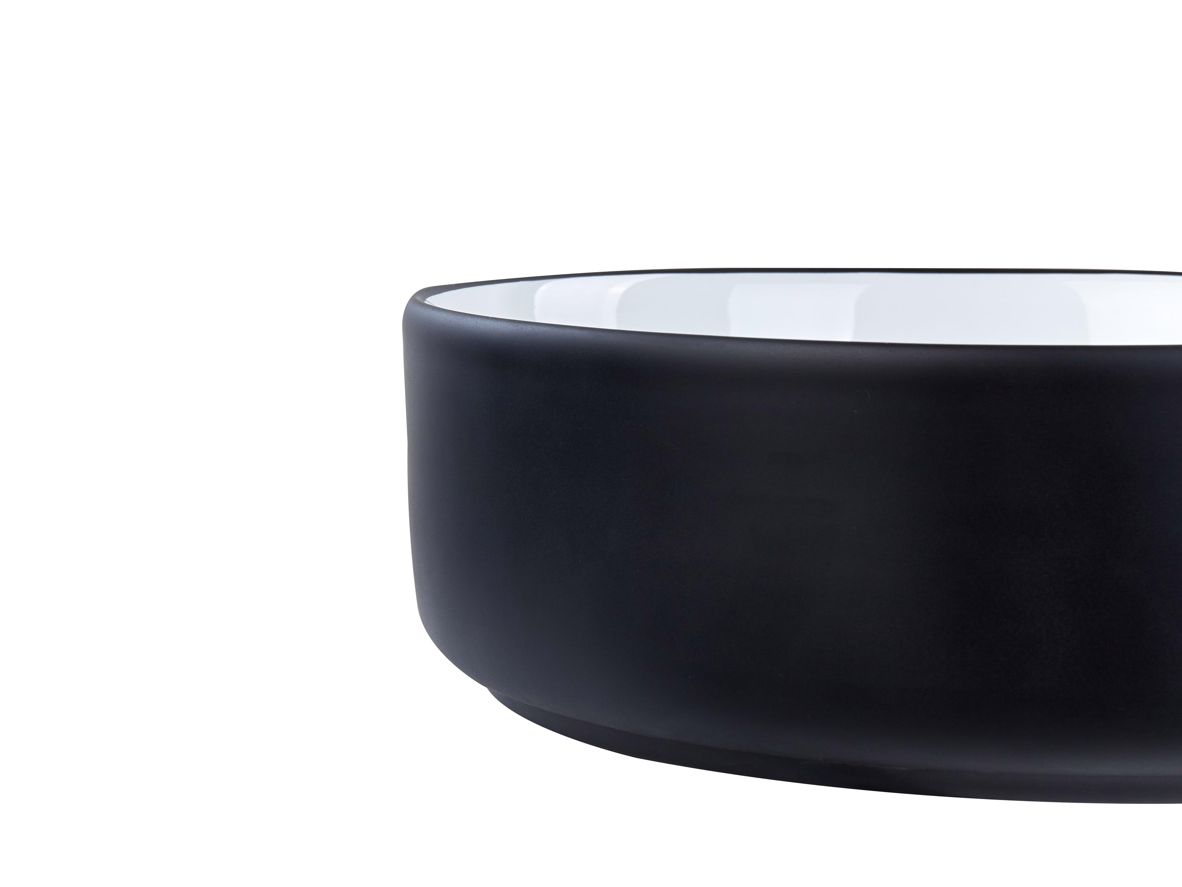 Wastafel voor aanrechtblad CALIG ⌀ 36 cm Keramiek Zwart/wit