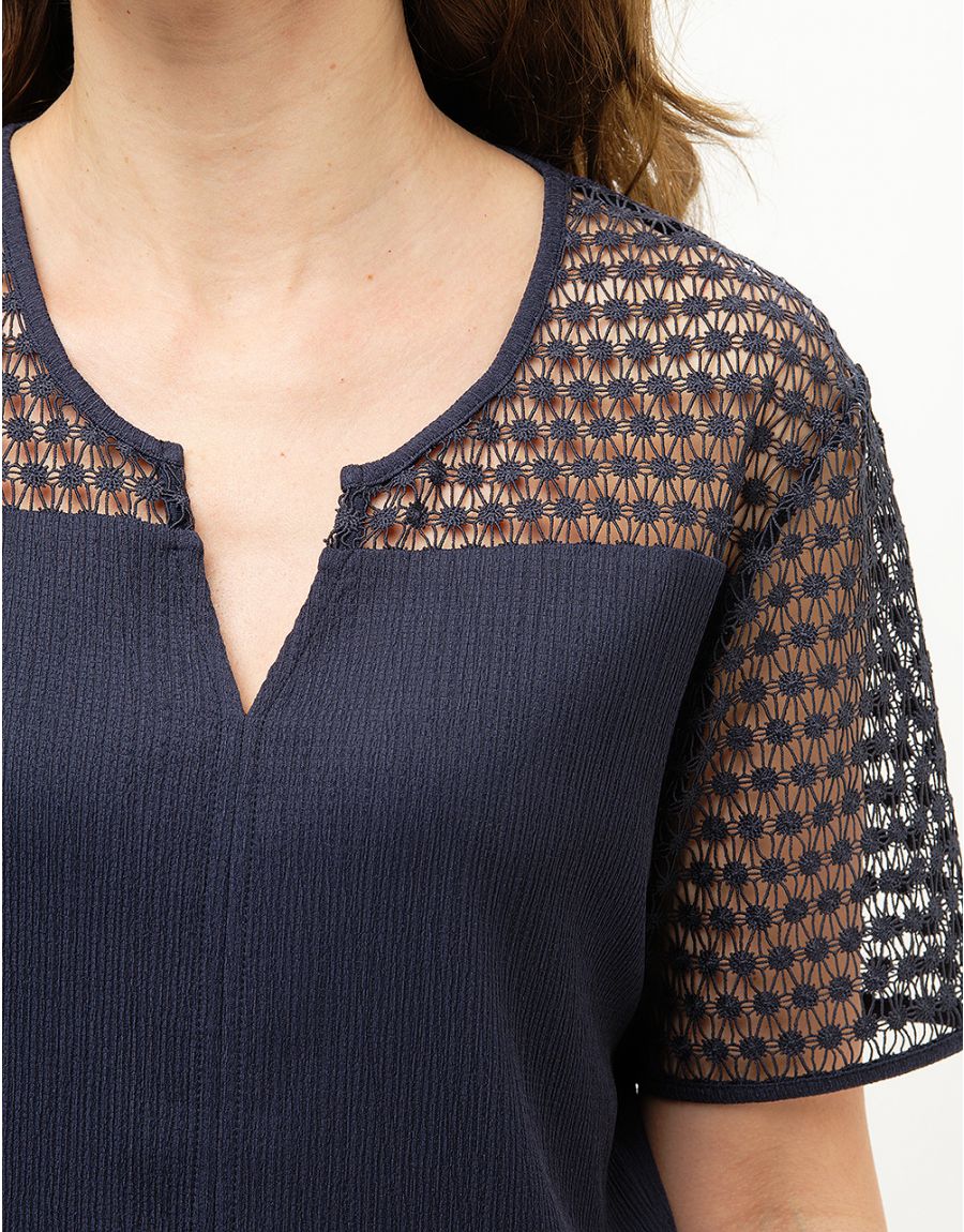 Blouse dentelle bleu