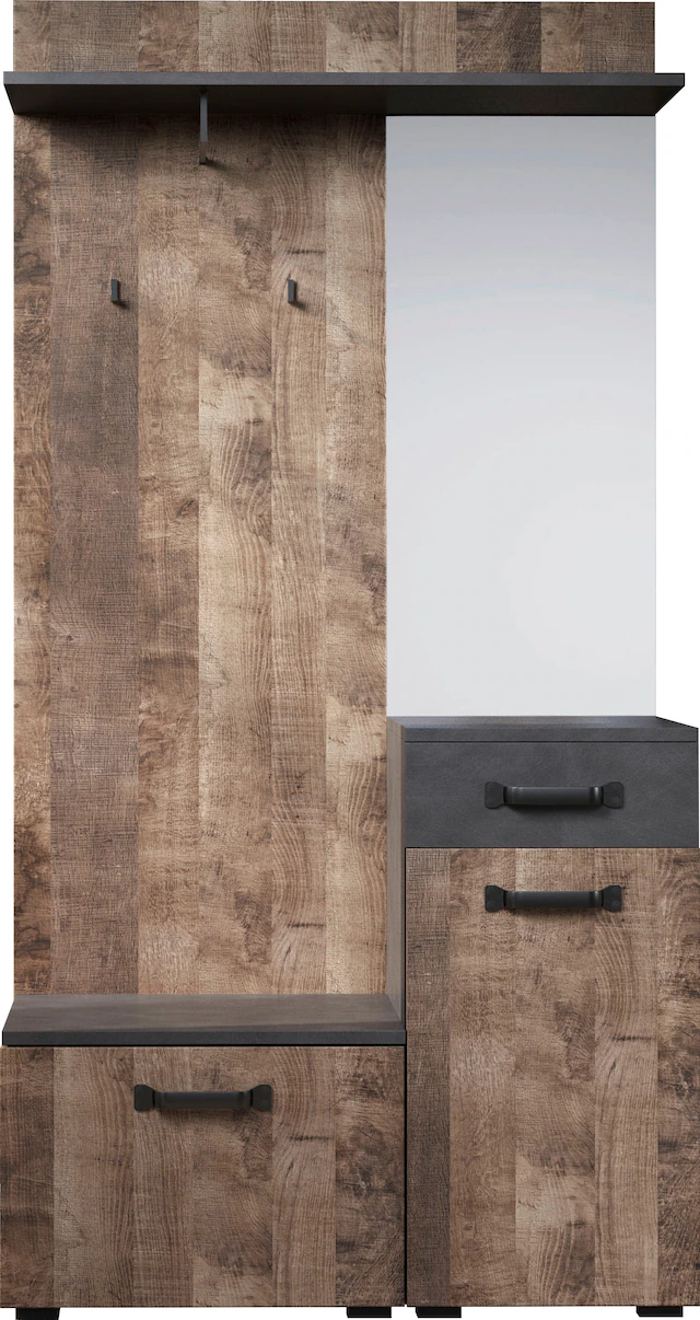 Home affaire Garderobenschrank »Saragossa« Kompaktgarderobe, Tür, Schublade, Klappe - (B/T/H) 104/32/190 cm