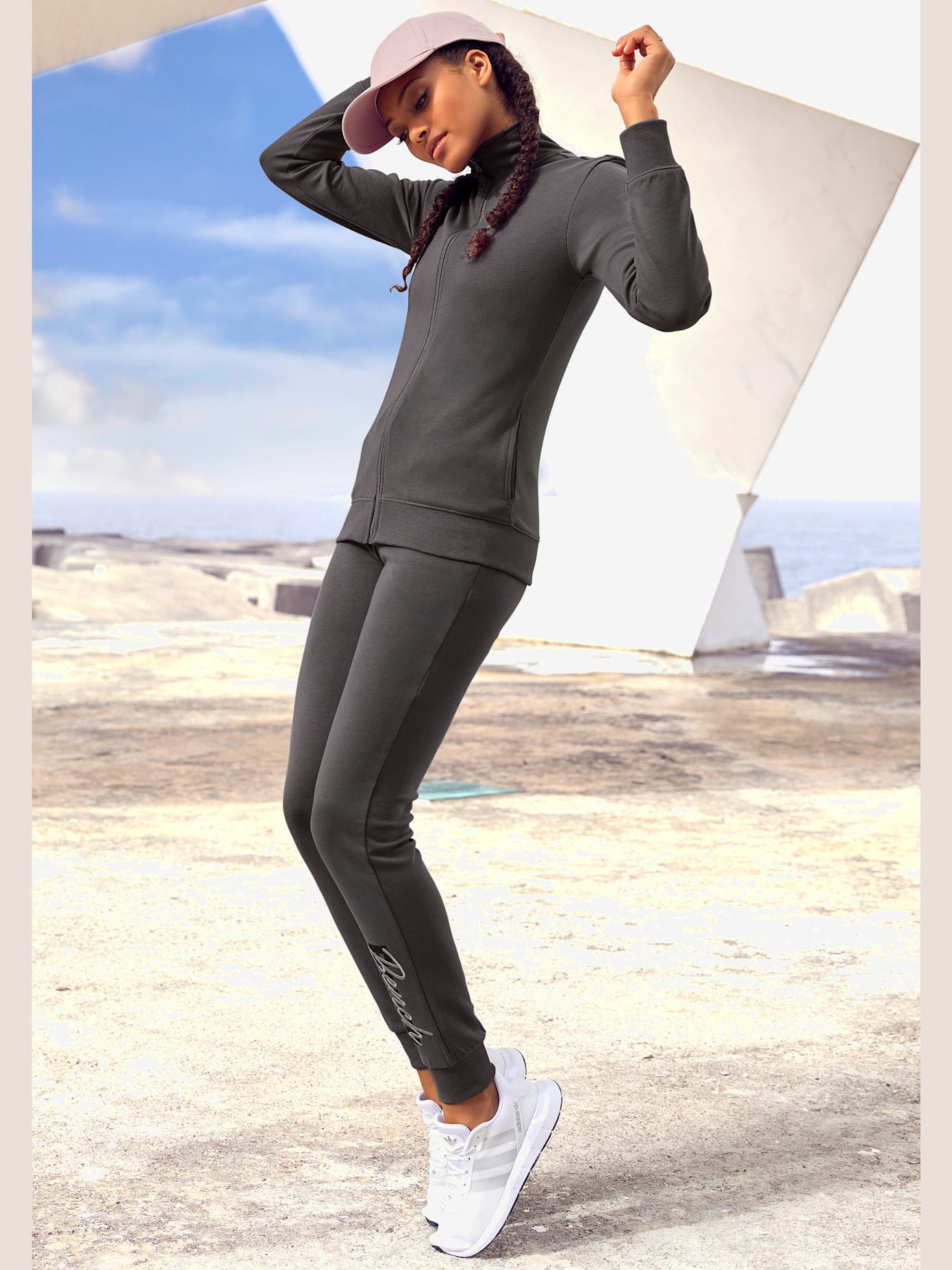Veste sweat basique, logo imprimé et broderie
