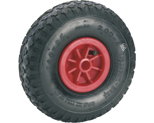 Tarrox luchtbandwiel met kunststof velg en blokprofiel, 260 mm, geschikt voor steekwagens en wagens