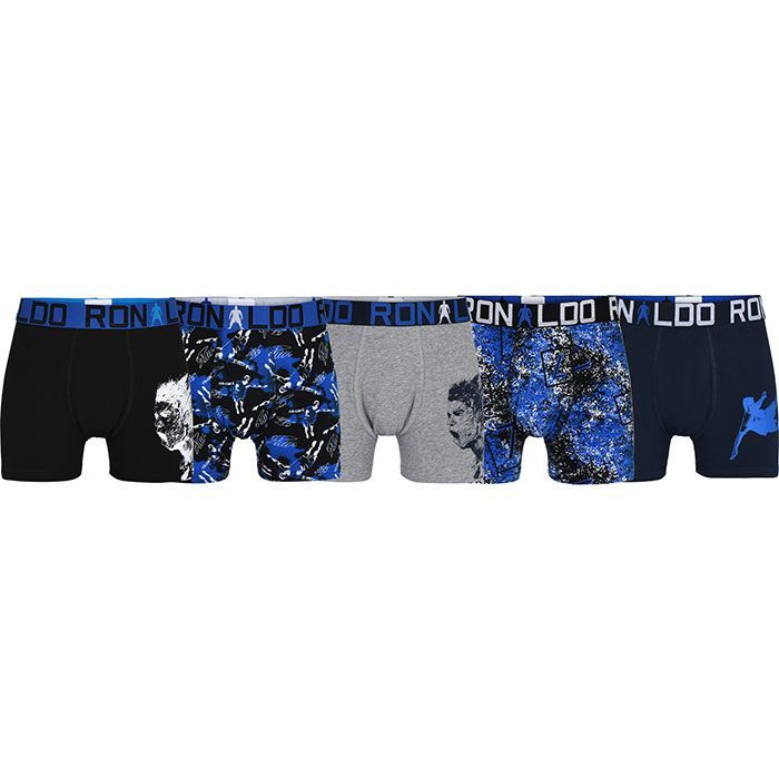 CR7 Boxers 5-Pack - Noir/Bleu/Gris Enfant