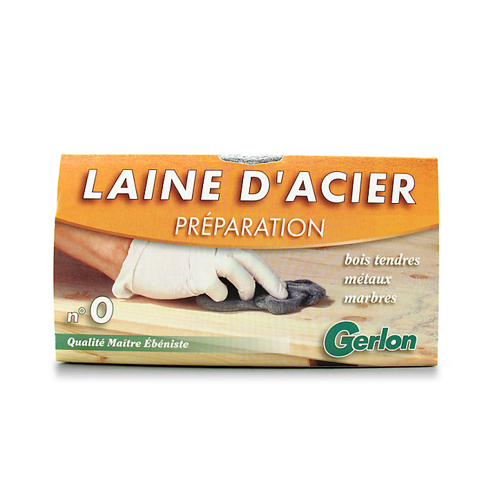 Laine d'acier n°0 pour bois tendres, métaux et marbres Gerlon 200g