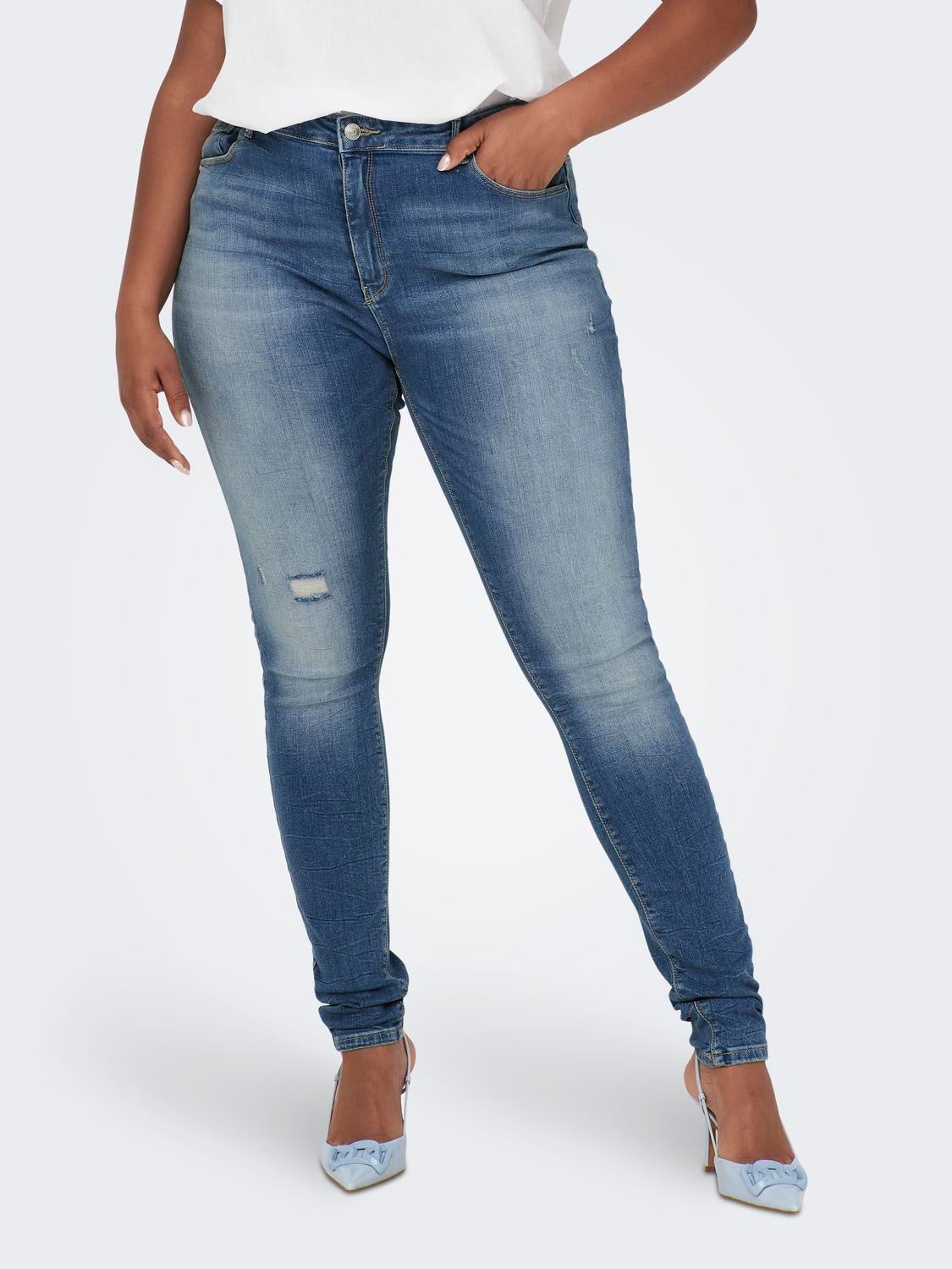 CARLAOLA Hohe Taille Skinny Fit Jeans Light Blue Denim