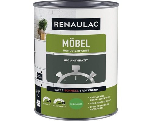 RENAULAC Meubellak, Satijn Finish, Antraciet, 1 L