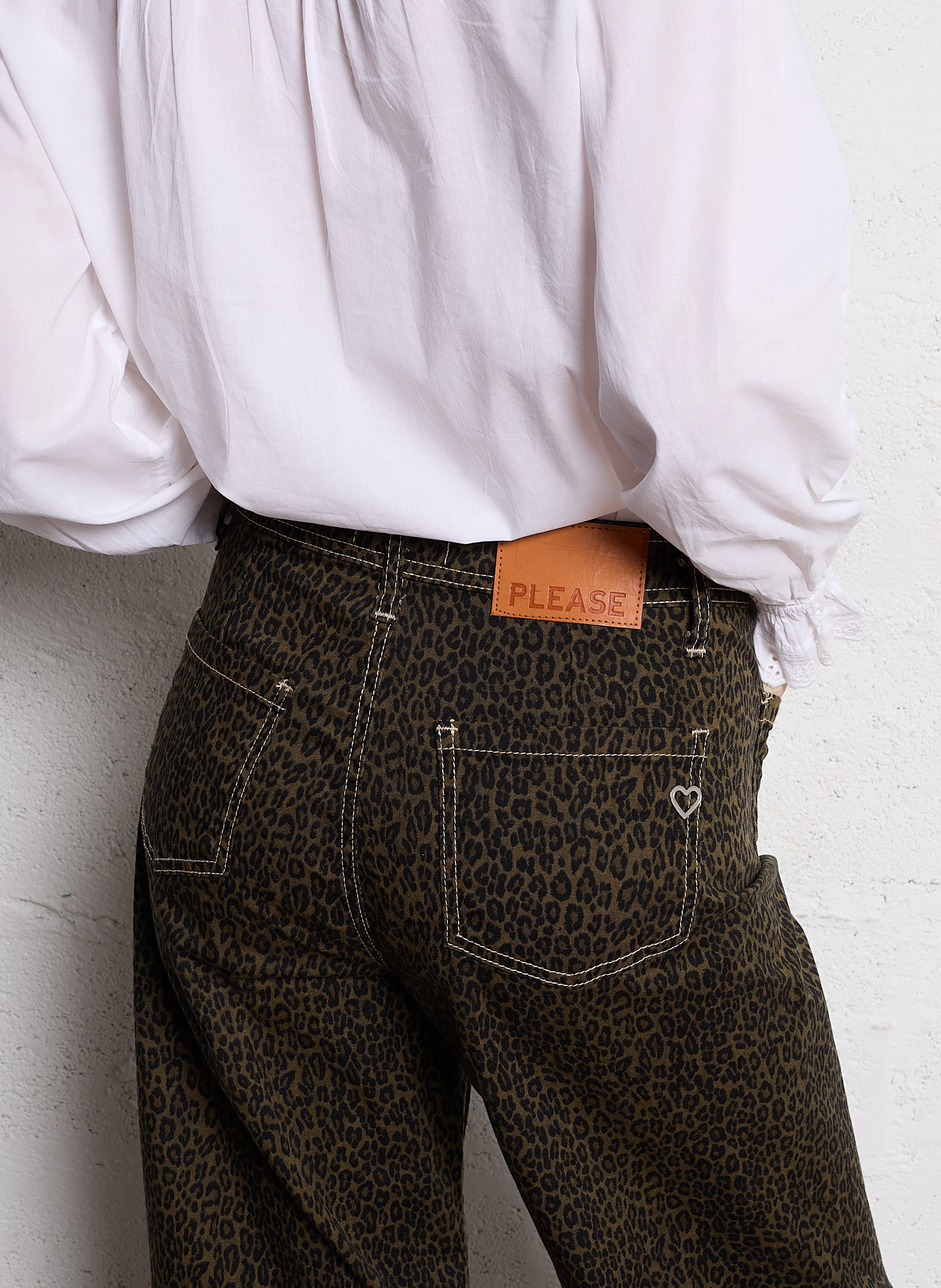 Pantalon droit imprimé| Marron