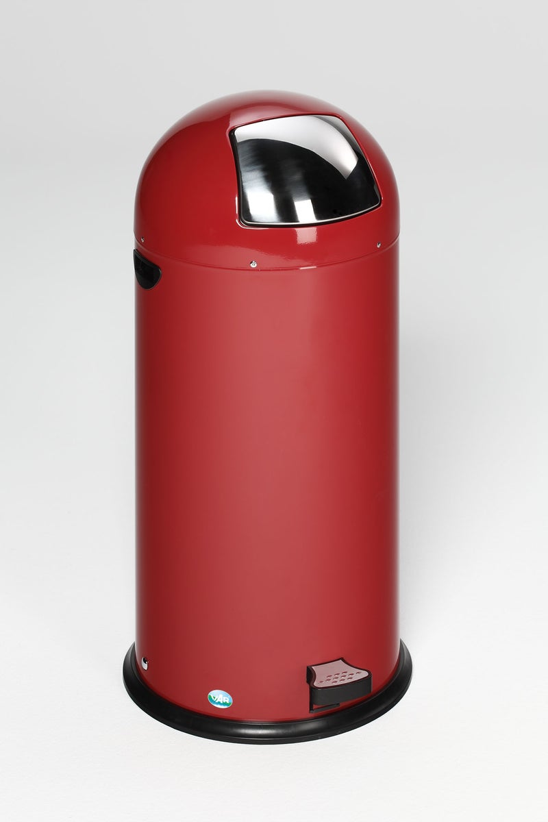 PROREGAL Classic Afvalbak met Klep, Binneninzet 52 Liter, HxBxD 88 x 46,5 x 46,5 cm, Gegalvaniseerd Staal, Rood