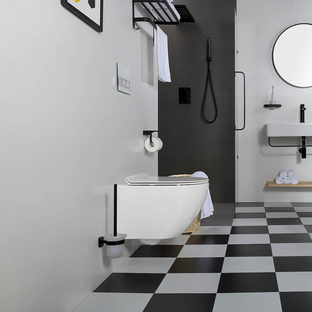 Geberit UP100 toiletset met Saniclear Jama Compact randloos wandcloset incl sofclose zitting, 48cm diep
