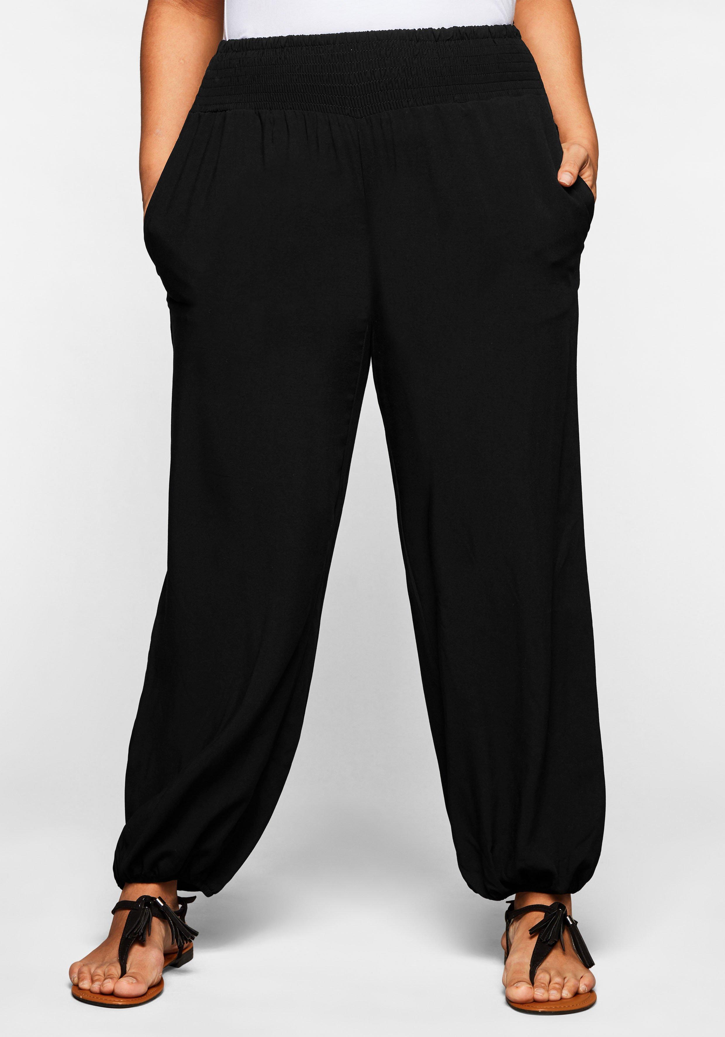 Weite Hose mit Smokbund, aus Viskose