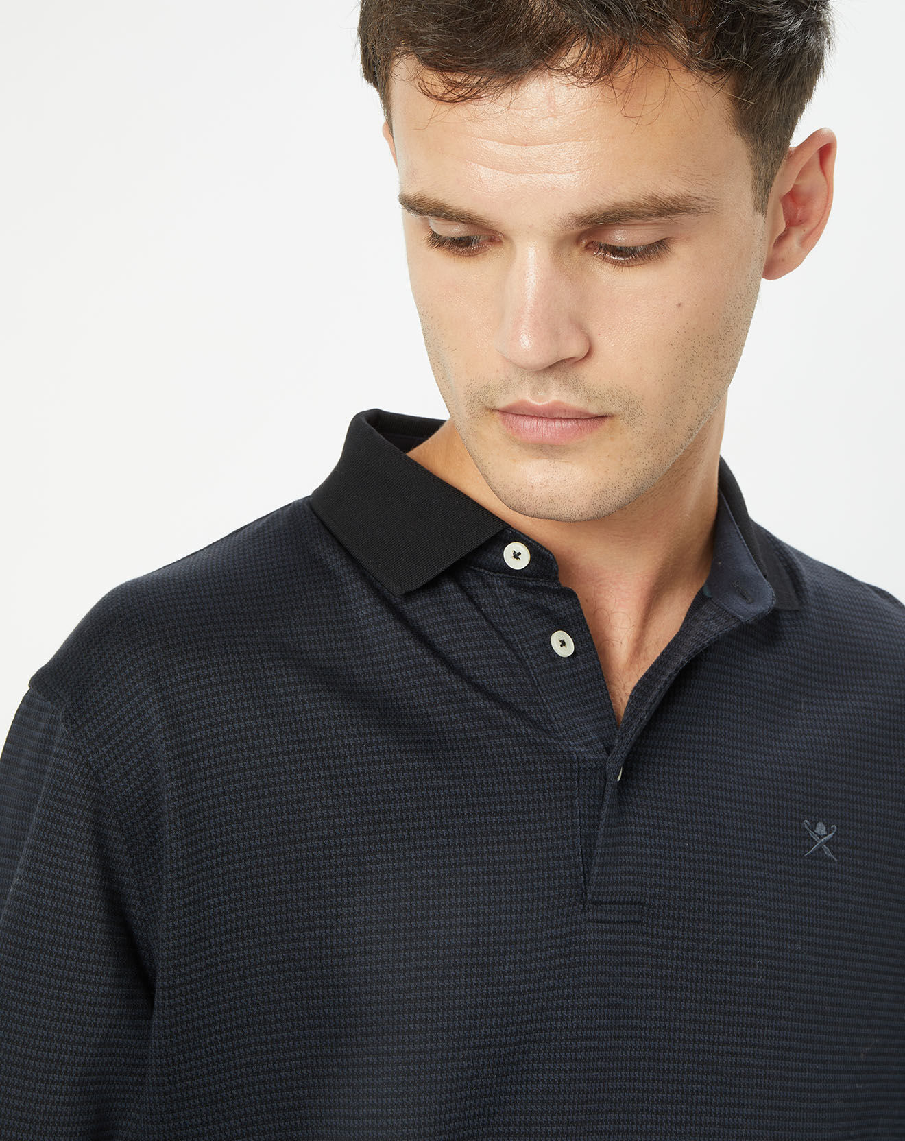 Hackett London Polo Classic Fit Pied-de-poule noir/bleu marine