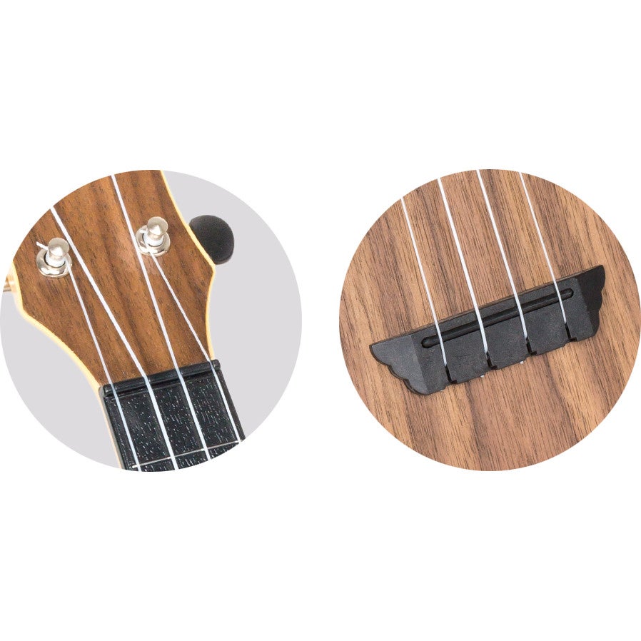 Flight Travel Series TUSL50 Walnut Salamander Concert Scale sopraan ukelele met gigbag