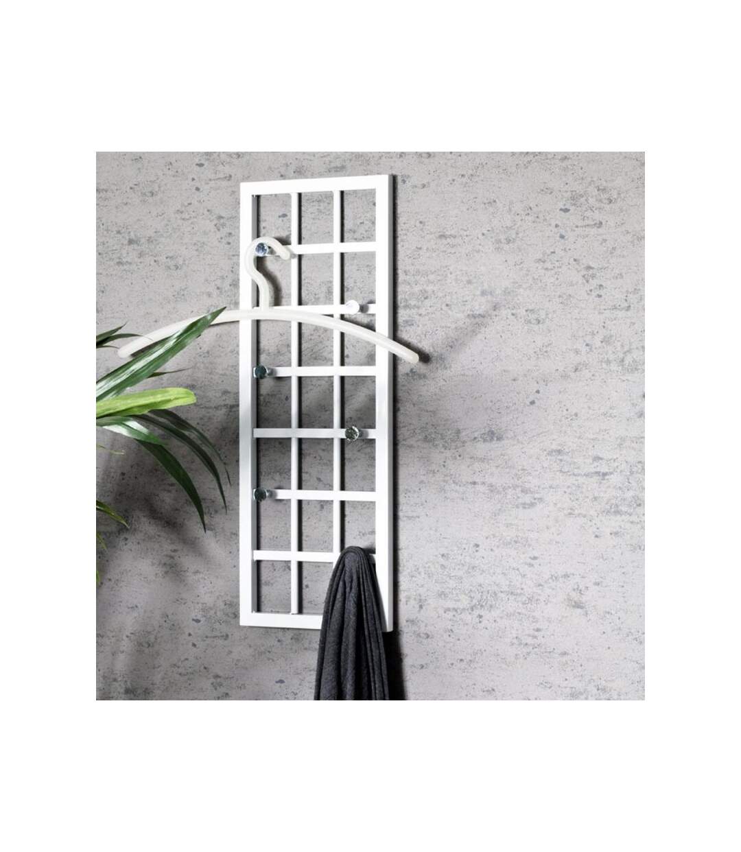 Paris Prix - Patère Murale 6 Crochets grillage 60cm Blanc Laqué