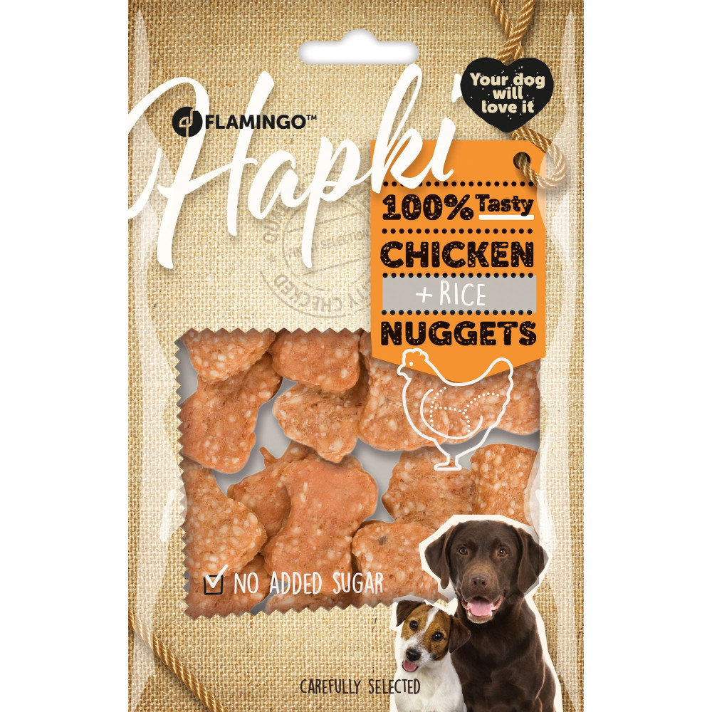Friandises hapki nuggets poulet et riz 85 g pour chien