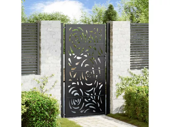 Portail de jardin noir 105x180 cm acier conception de flamme