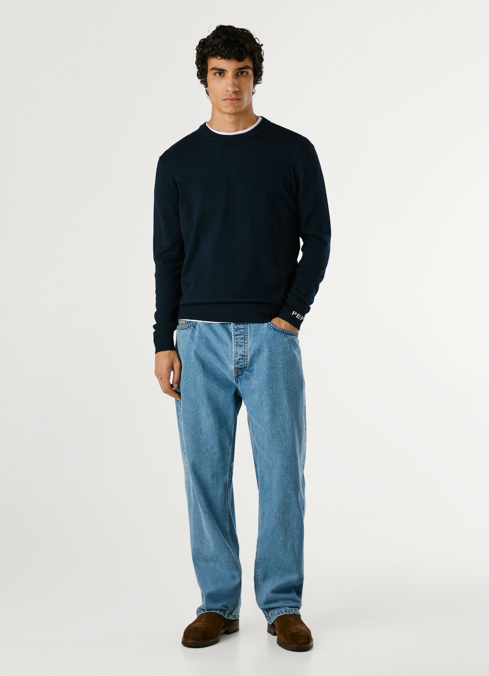 Pepe Jeans Strickpullover »ANDRE CREW NECK«, mit Rundhals, Logo-Jacquard
