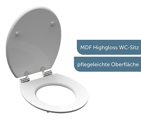 Schütte MDF High-Gloss WC-Sitz mit Absenkautomatik »Black Stone«