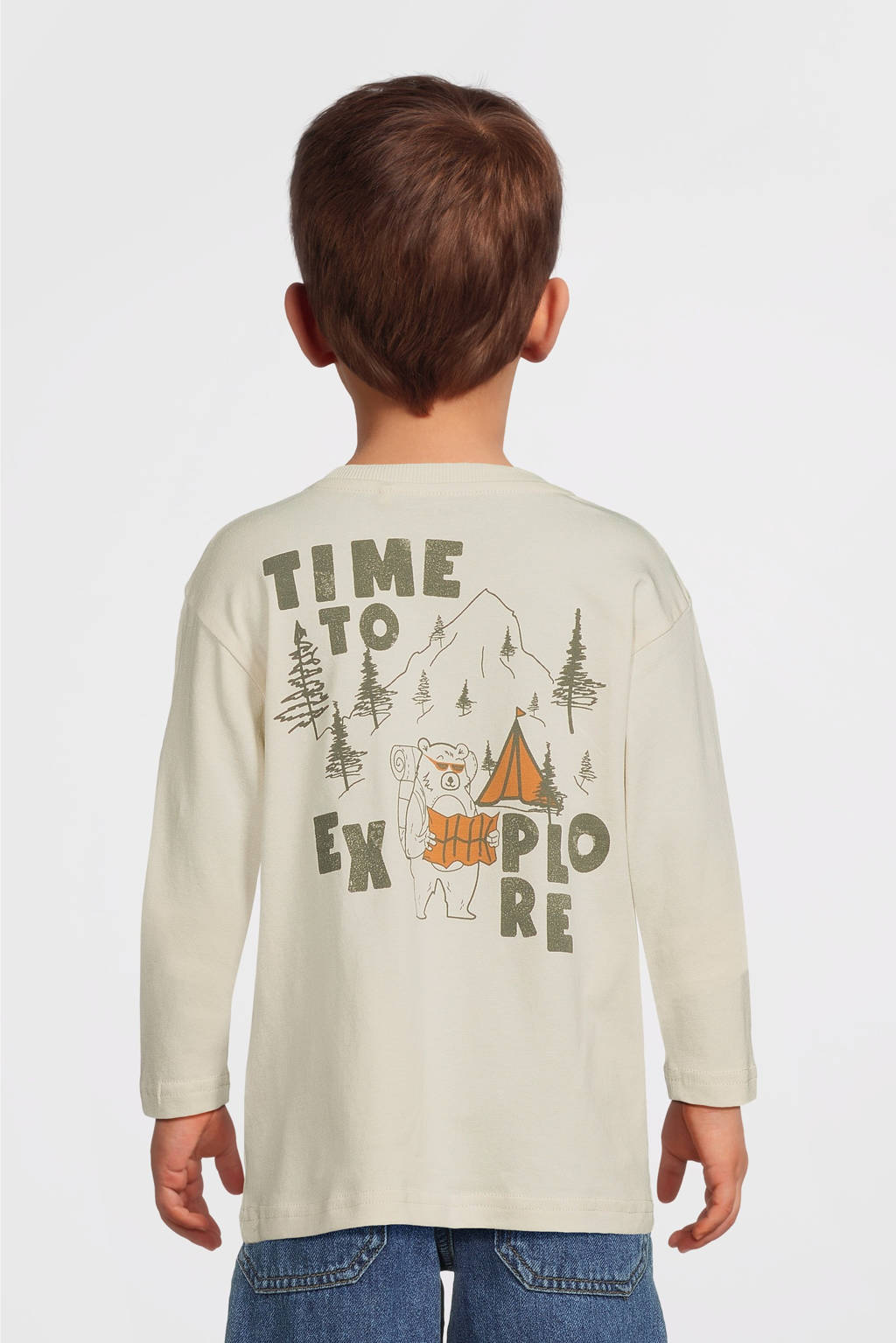 NAME IT longsleeve NMMOSVALD met backprint lichtzand