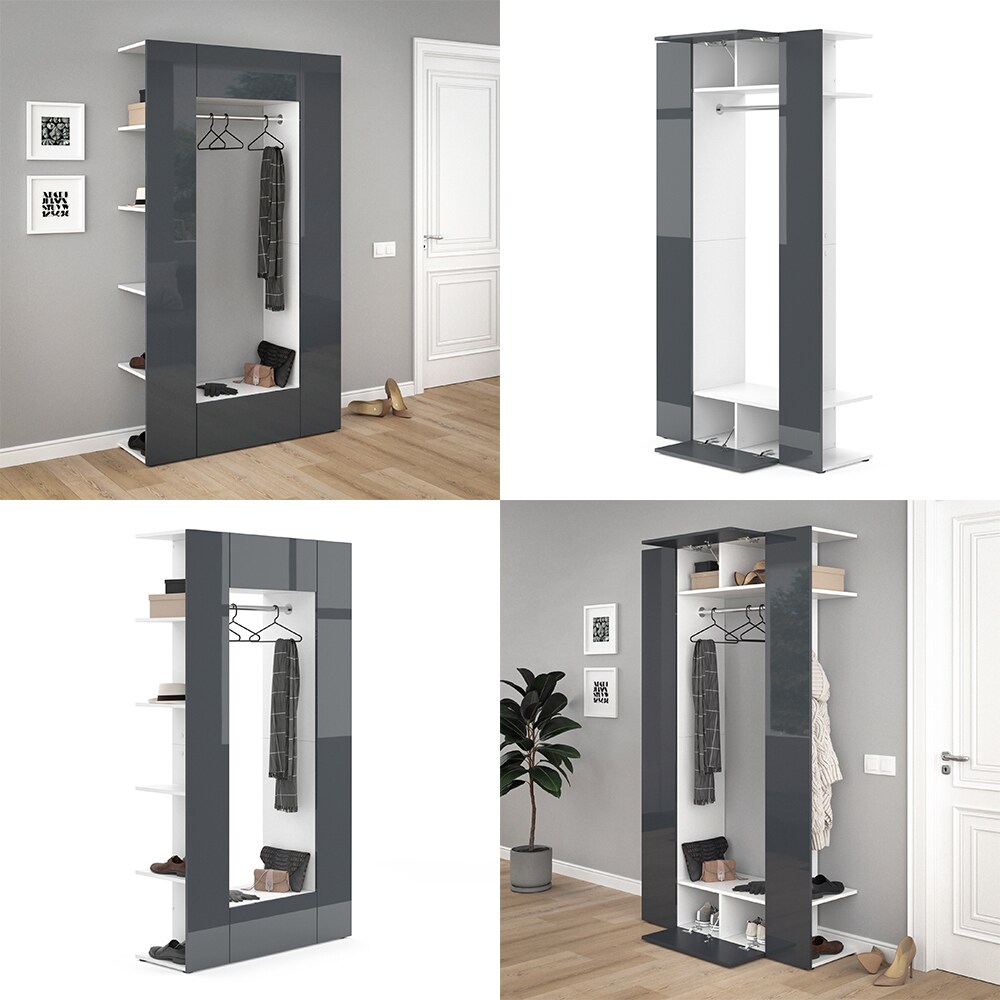 Vicco Dielenschrank Mats weiß anthrazit Flurgarderobe Garderobe Kleiderschrank