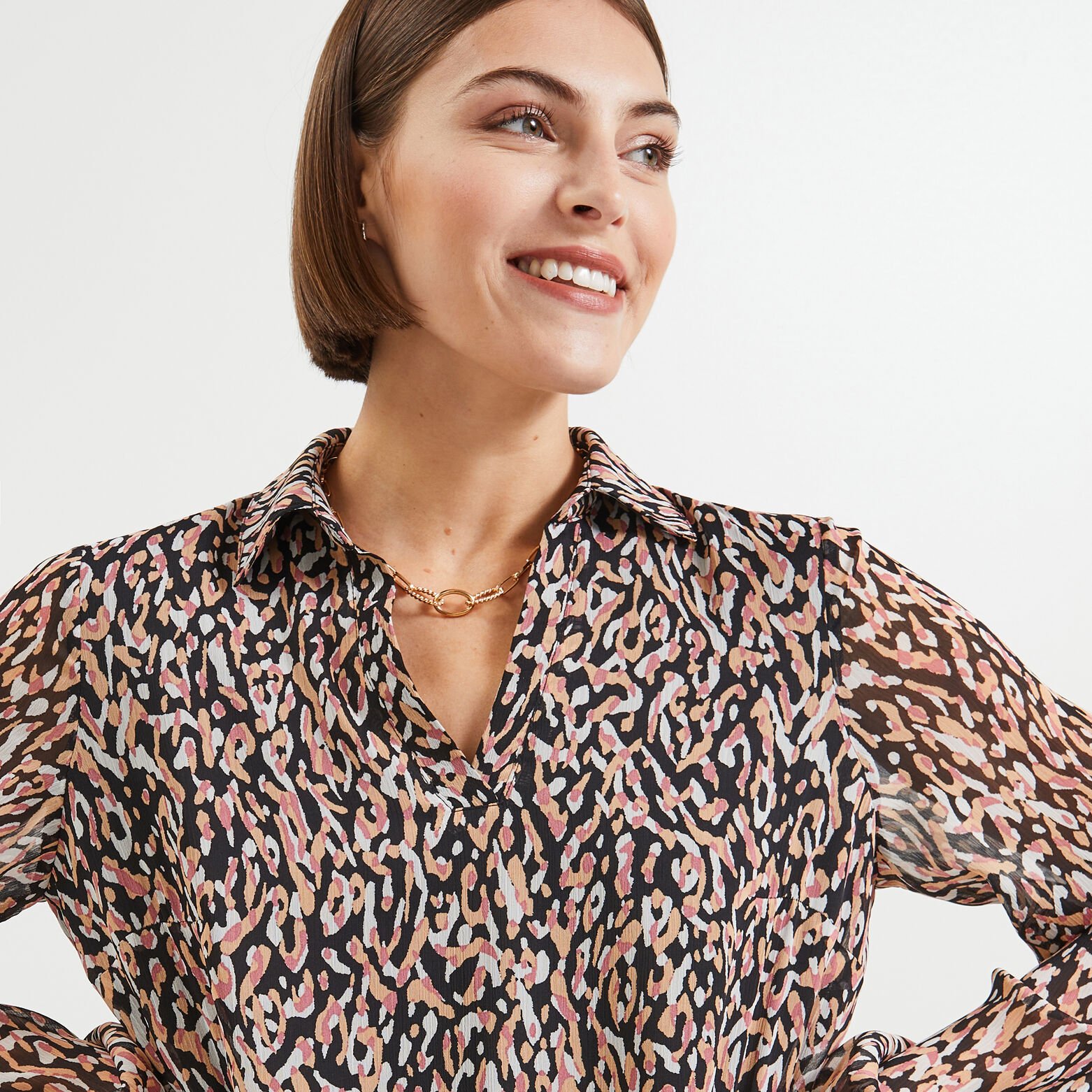 Blouse voile imprimée femme